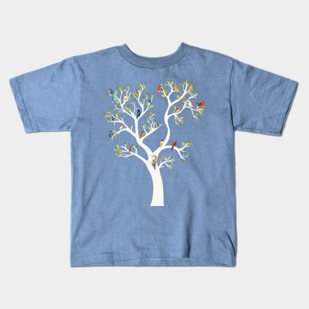 Tree with birds Kids T-Shirt by Mimie20